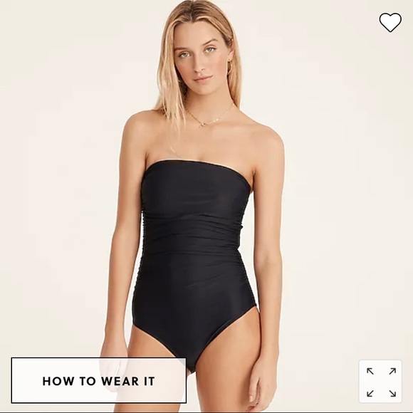 NWT J. Crew Runched Bandeau One Piece 6 Long Navy - Picture 4 of 5